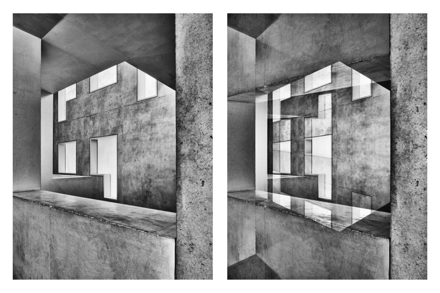 Beispiel klassische versus künstlerische Architekturfotografie, Serie 'Das Fotografenhaus', Bauhaus Meisterhaus Moholy-Nagy in Dessau